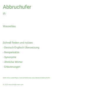 Wie schreibt man Abbruchufer? Bedeutung, Synonym, Antonym & Zitate.