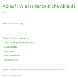 Wie schreibt man Ablauf | Wie ist der zeitliche Ablauf?? Bedeutung, Synonym, Antonym & Zitate.