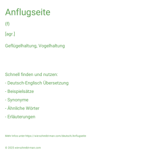 Wie schreibt man Anflugseite? Bedeutung, Synonym, Antonym & Zitate.