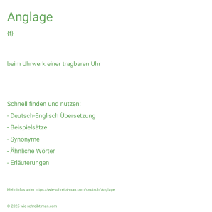 Wie schreibt man Anglage? Bedeutung, Synonym, Antonym & Zitate.
