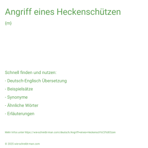 Wie schreibt man Angriff eines Heckenschützen? Bedeutung, Synonym, Antonym & Zitate.