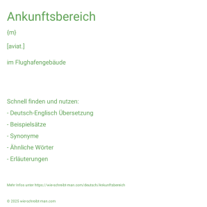 Wie schreibt man Ankunftsbereich? Bedeutung, Synonym, Antonym & Zitate.