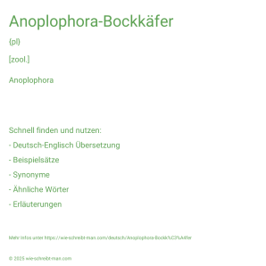 Wie schreibt man Anoplophora-Bockkäfer? Bedeutung, Synonym, Antonym & Zitate.