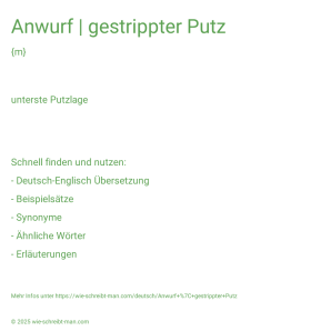 Wie schreibt man Anwurf | gestrippter Putz? Bedeutung, Synonym, Antonym & Zitate.