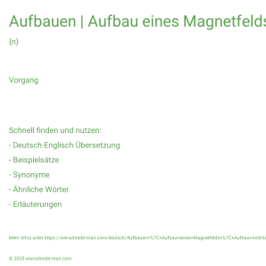Wie schreibt man Aufbauen | Aufbau eines Magnetfelds | Aufbau militärischer Kräfte? Bedeutung, Synonym, Antonym & Zitate.