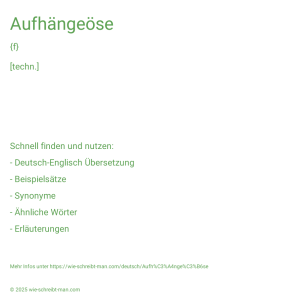 Wie schreibt man Aufhängeöse? Bedeutung, Synonym, Antonym & Zitate.
