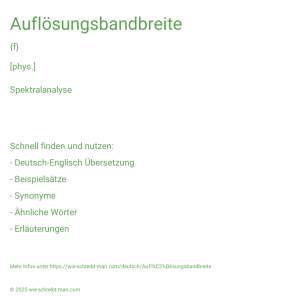 Wie schreibt man Auflösungsbandbreite? Bedeutung, Synonym, Antonym & Zitate.
