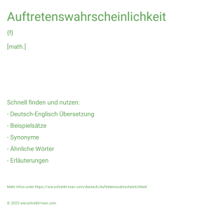 Wie schreibt man Auftretenswahrscheinlichkeit? Bedeutung, Synonym, Antonym & Zitate.