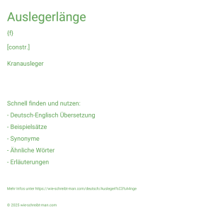 Wie schreibt man Auslegerlänge? Bedeutung, Synonym, Antonym & Zitate.
