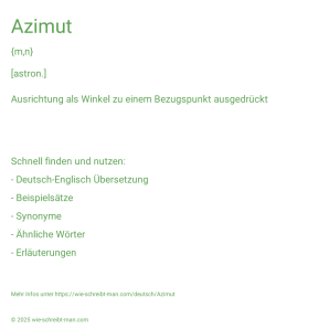 Wie schreibt man Azimut? Bedeutung, Synonym, Antonym & Zitate.