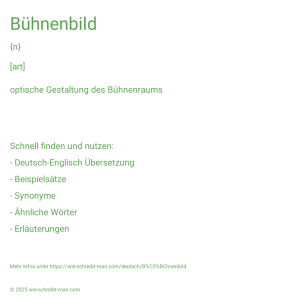 Wie schreibt man Bühnenbild? Bedeutung, Synonym, Antonym & Zitate.