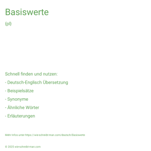 Wie schreibt man Basiswerte? Bedeutung, Synonym, Antonym & Zitate.