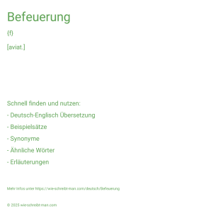 Wie schreibt man Befeuerung? Bedeutung, Synonym, Antonym & Zitate.