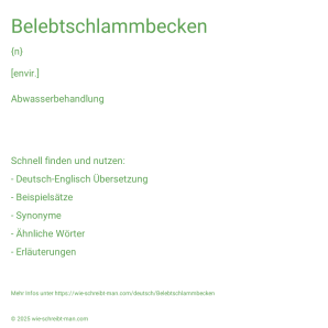 Wie schreibt man Belebtschlammbecken? Bedeutung, Synonym, Antonym & Zitate.