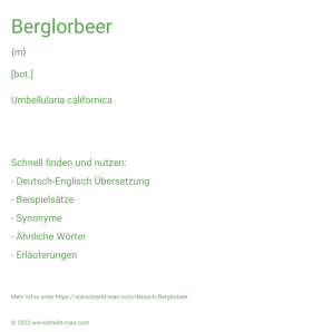 Wie schreibt man Berglorbeer? Bedeutung, Synonym, Antonym & Zitate.