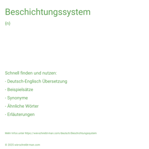 Wie schreibt man Beschichtungssystem? Bedeutung, Synonym, Antonym & Zitate.