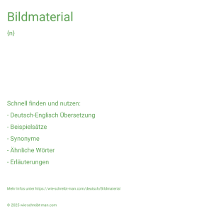 Wie schreibt man Bildmaterial? Bedeutung, Synonym, Antonym & Zitate.