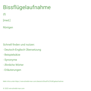 Wie schreibt man Bissflügelaufnahme? Bedeutung, Synonym, Antonym & Zitate.