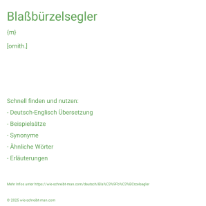 Wie schreibt man Blaßbürzelsegler? Bedeutung, Synonym, Antonym & Zitate.