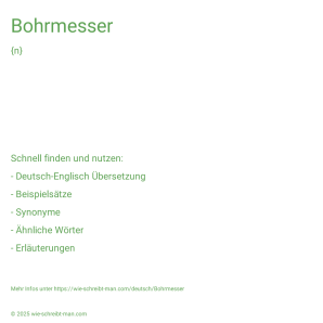 Wie schreibt man Bohrmesser? Bedeutung, Synonym, Antonym & Zitate.