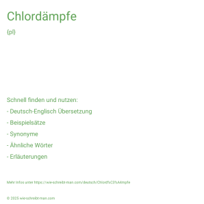 Wie schreibt man Chlordämpfe? Bedeutung, Synonym, Antonym & Zitate.