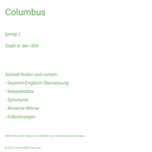 Wie schreibt man Columbus? Bedeutung, Synonym, Antonym & Zitate.