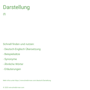 Wie schreibt man Darstellung? Bedeutung, Synonym, Antonym & Zitate.