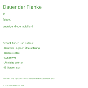 Wie schreibt man Dauer der Flanke? Bedeutung, Synonym, Antonym & Zitate.
