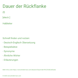 Wie schreibt man Dauer der Rückflanke? Bedeutung, Synonym, Antonym & Zitate.