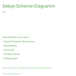 Wie schreibt man Debye-Scherrer-Diagramm? Bedeutung, Synonym, Antonym & Zitate.