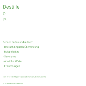 Wie schreibt man Destille? Bedeutung, Synonym, Antonym & Zitate.