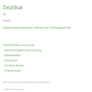 Wie schreibt man Dezidua? Bedeutung, Synonym, Antonym & Zitate.