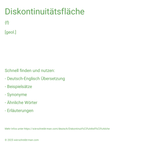 Wie schreibt man Diskontinuitätsfläche? Bedeutung, Synonym, Antonym & Zitate.