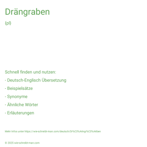 Wie schreibt man Drängraben? Bedeutung, Synonym, Antonym & Zitate.