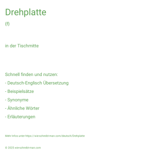Wie schreibt man Drehplatte? Bedeutung, Synonym, Antonym & Zitate.