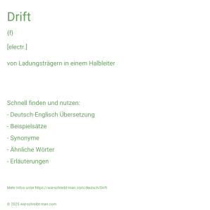 Wie schreibt man Drift? Bedeutung, Synonym, Antonym & Zitate.