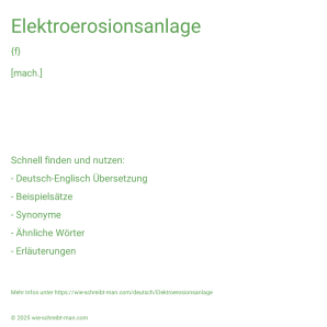 Wie schreibt man Elektroerosionsanlage? Bedeutung, Synonym, Antonym & Zitate.