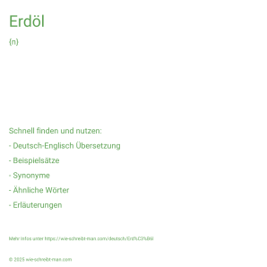 Wie schreibt man Erdöl? Bedeutung, Synonym, Antonym & Zitate.
