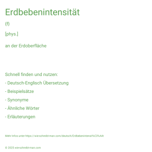 Wie schreibt man Erdbebenintensität? Bedeutung, Synonym, Antonym & Zitate.