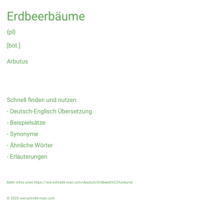 Wie schreibt man Erdbeerbäume? Bedeutung, Synonym, Antonym & Zitate.