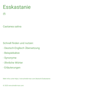 Wie schreibt man Esskastanie? Bedeutung, Synonym, Antonym & Zitate.
