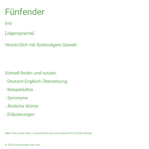 Wie schreibt man Fünfender? Bedeutung, Synonym, Antonym & Zitate.