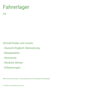Wie schreibt man Fahrerlager? Bedeutung, Synonym, Antonym & Zitate.