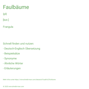 Wie schreibt man Faulbäume? Bedeutung, Synonym, Antonym & Zitate.