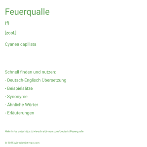 Wie schreibt man Feuerqualle? Bedeutung, Synonym, Antonym & Zitate.