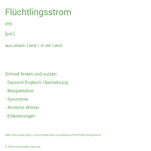 Wie schreibt man Flüchtlingsstrom? Bedeutung, Synonym, Antonym & Zitate.