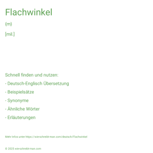 Wie schreibt man Flachwinkel? Bedeutung, Synonym, Antonym & Zitate.