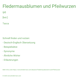 Wie schreibt man Fledermausblumen und Pfeilwurzen? Bedeutung, Synonym, Antonym & Zitate.