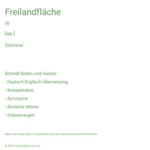 Wie schreibt man Freilandfläche? Bedeutung, Synonym, Antonym & Zitate.