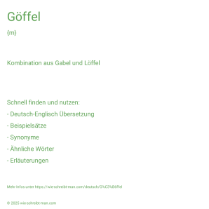 Wie schreibt man Göffel? Bedeutung, Synonym, Antonym & Zitate.